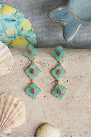 Boucles pendantes dorées Janyce amazonite