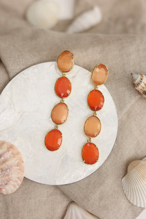 Boucles pendantes dorées Adrienne orange