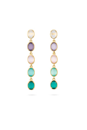 Boucles pendantes dorées Olha M turquoise et lilas