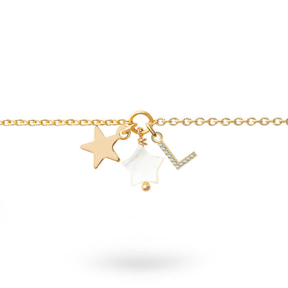Bracelet personnalisable doré pour initiale ou charm Ama
