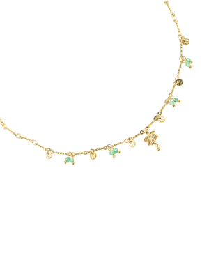 Collier doré Cassilde palmier agate verte