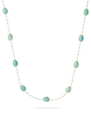 Collier sautoir doré Estelle amazonite