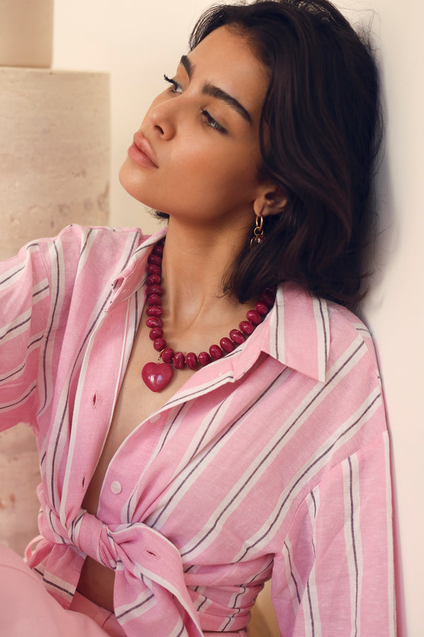 Collier doré Ginie fuchsia