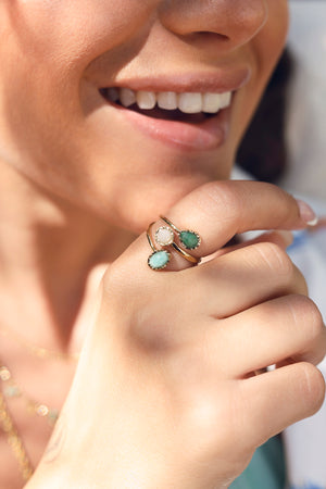 Bague dorée Hallya amazonite