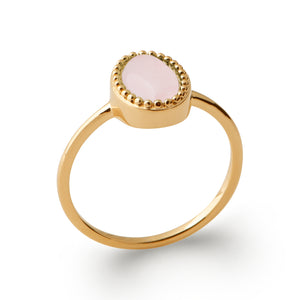 Bague dorée Sélène quartz rose
