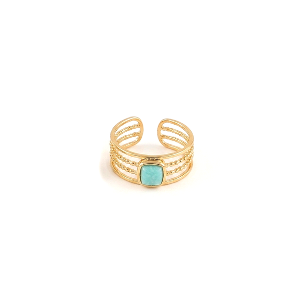 Bague dorée Havia amazonite