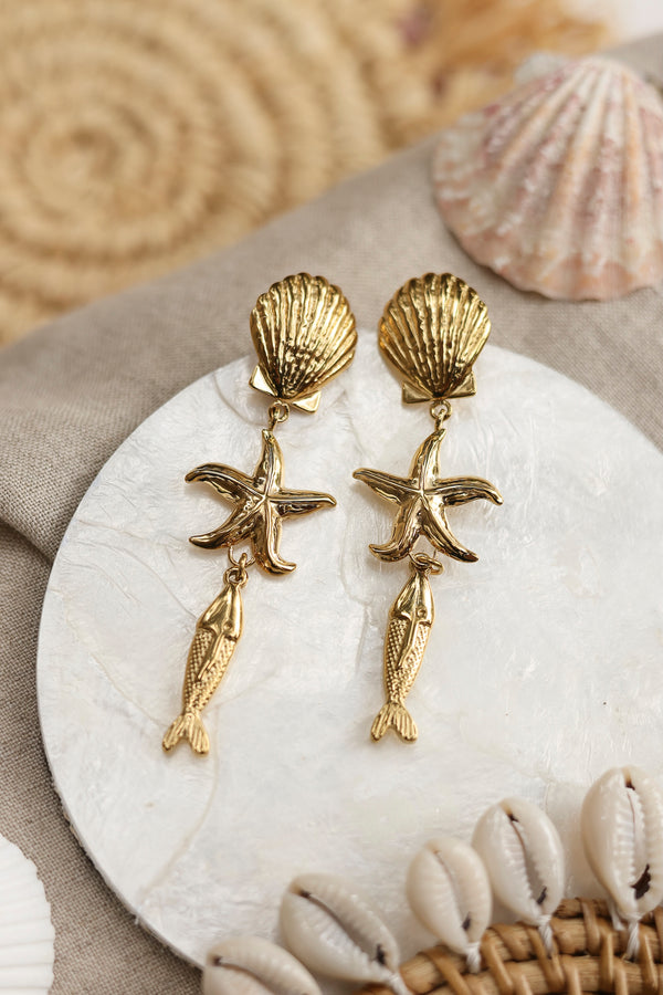 Boucles pendantes dorées Keliane