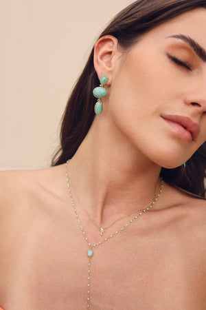 Boucles pendantes dorées Essia amazonite