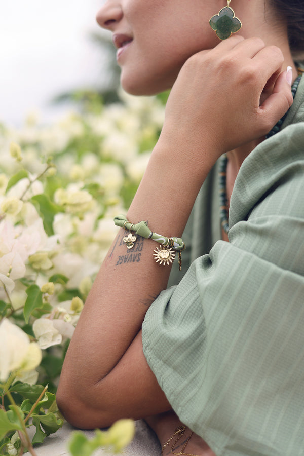 Bracelet doré Yarina vert