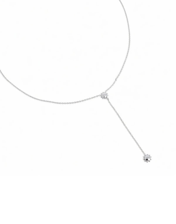 Collier sautoir cravate argenté Rayana