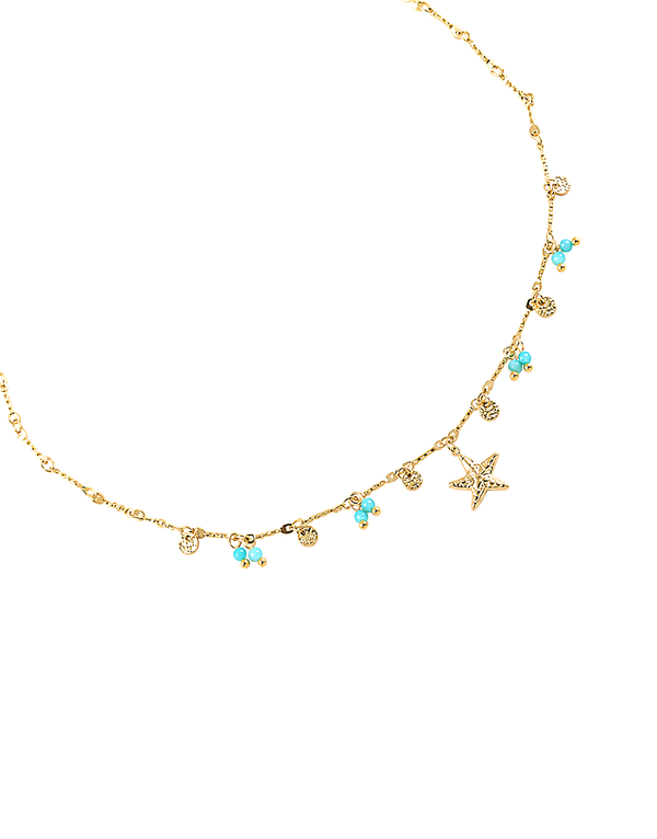 Collier doré Cassilde étoile de mer amazonite