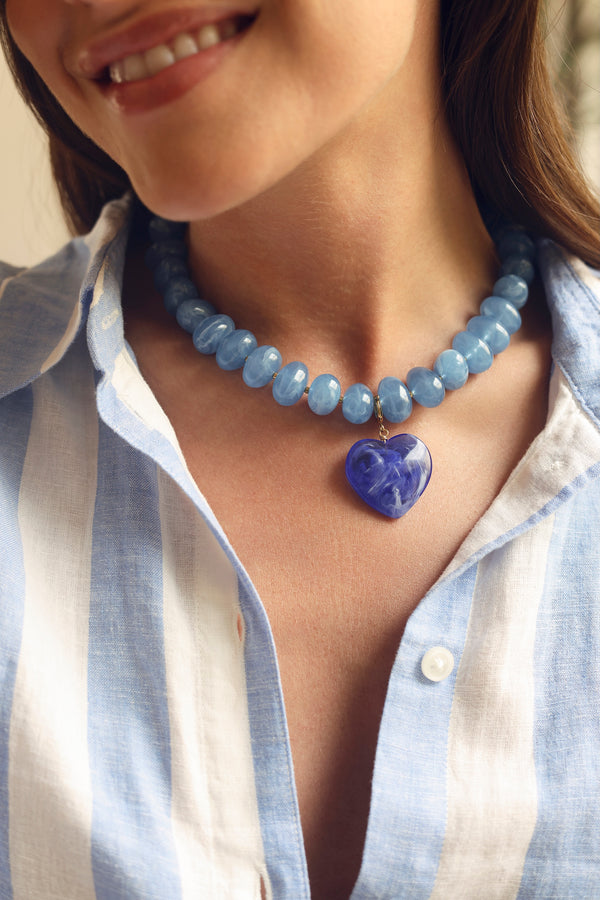 Collier doré Ginie bleu