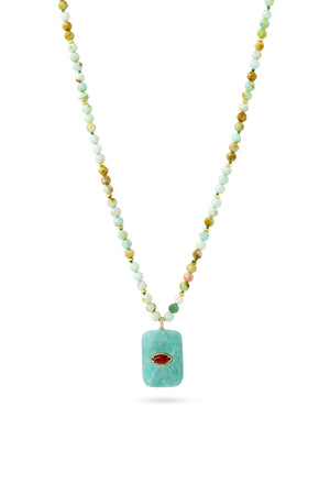 Collier sautoir doré Naty amazonite