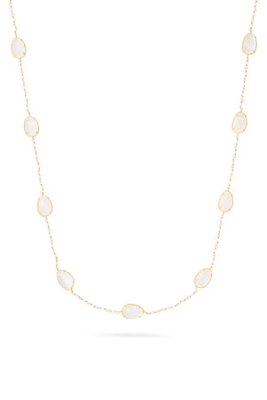Collier sautoir doré Estelle quartz blanc