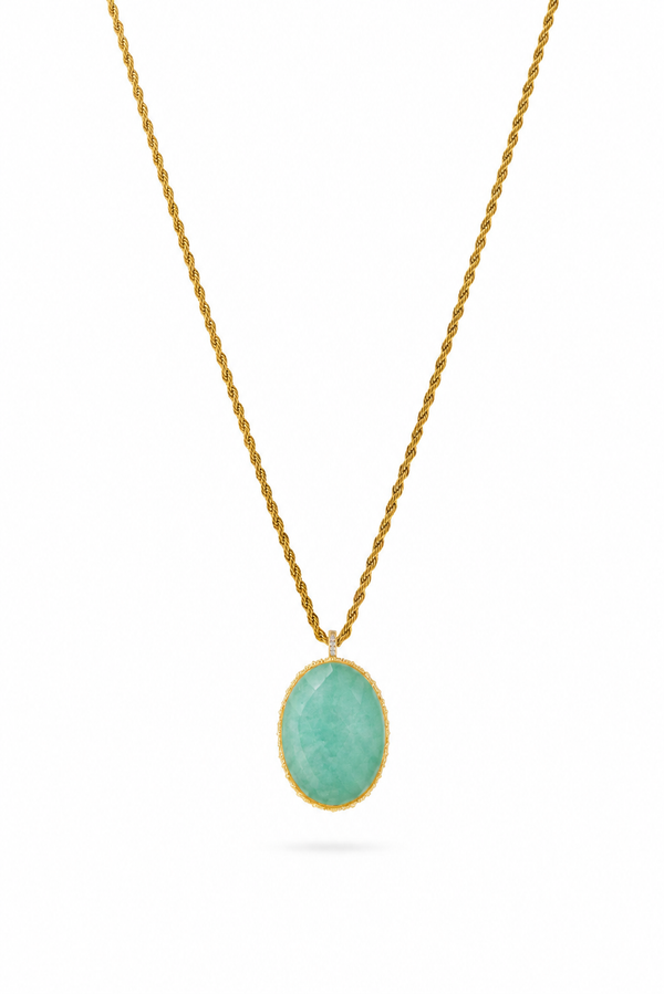 Collier sautoir doré Hinaya amazonite