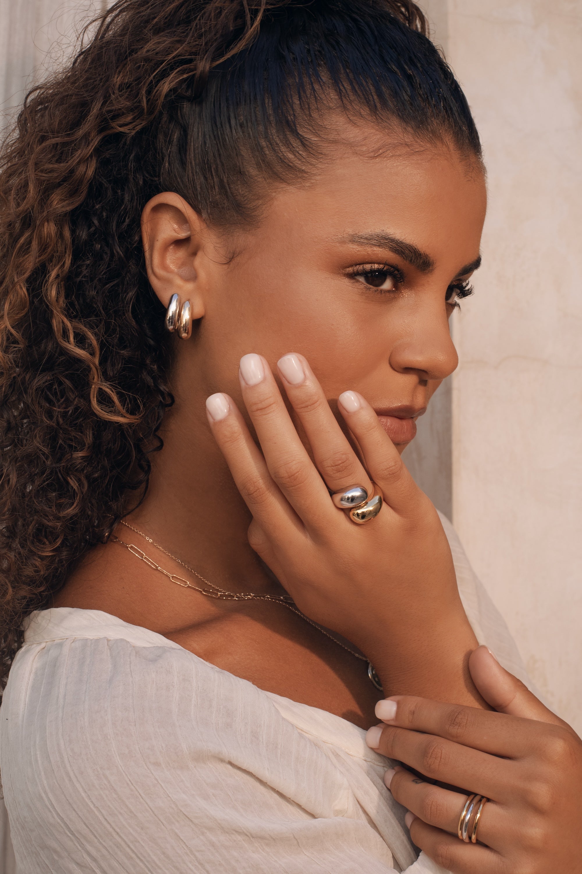 Bague argentée et dorée Yoko bicolore