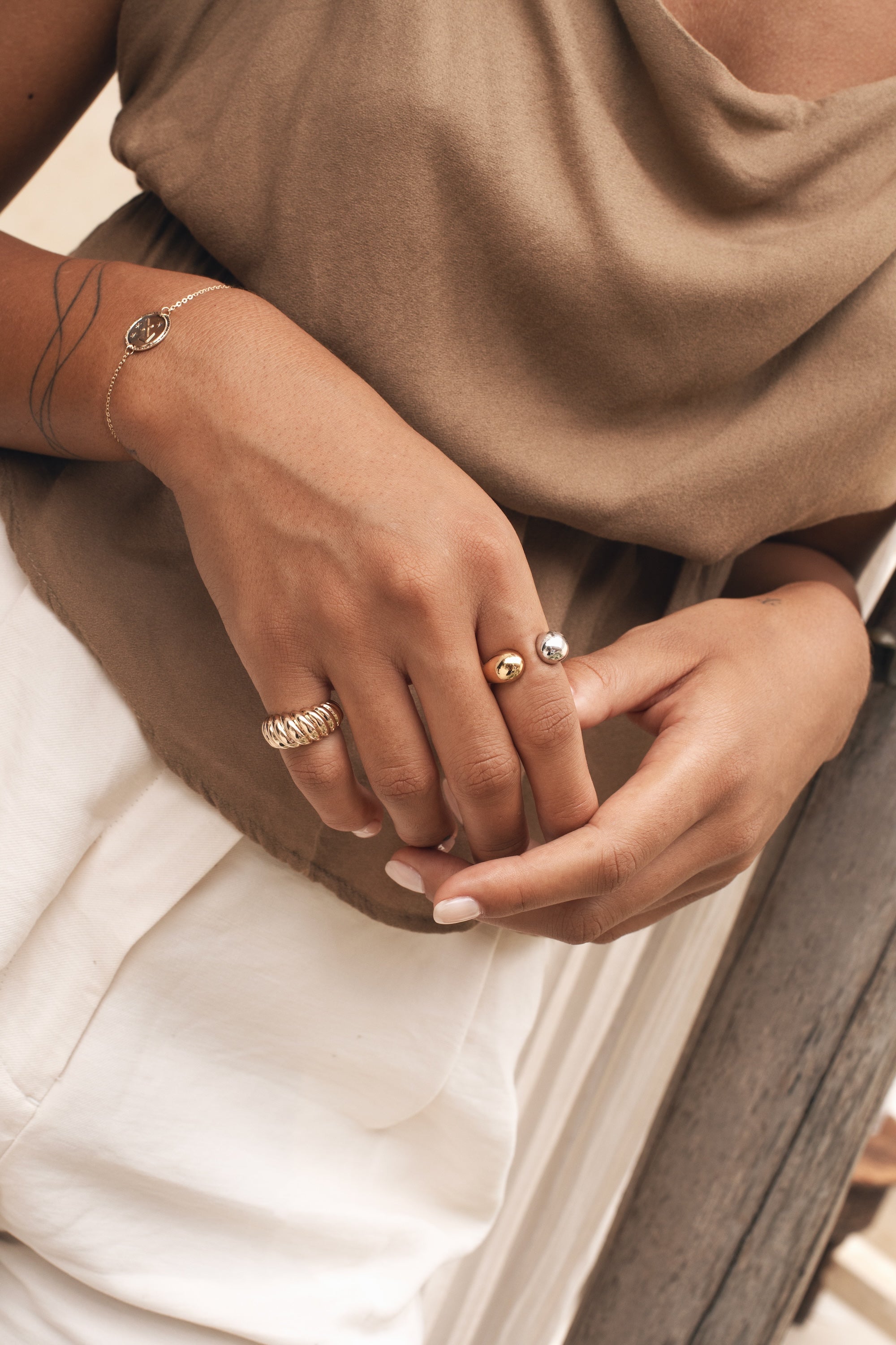 Bague argentée et dorée Fosca bicolore