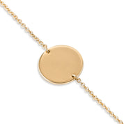 ALBA - Bracelet personnalisable doré médaille ronde et chaîne - Bijou photographié sur fond blanc