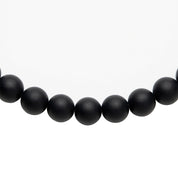 Bracelet personnalisable agate noire mate pour perles initiales argent Léo 6 mm