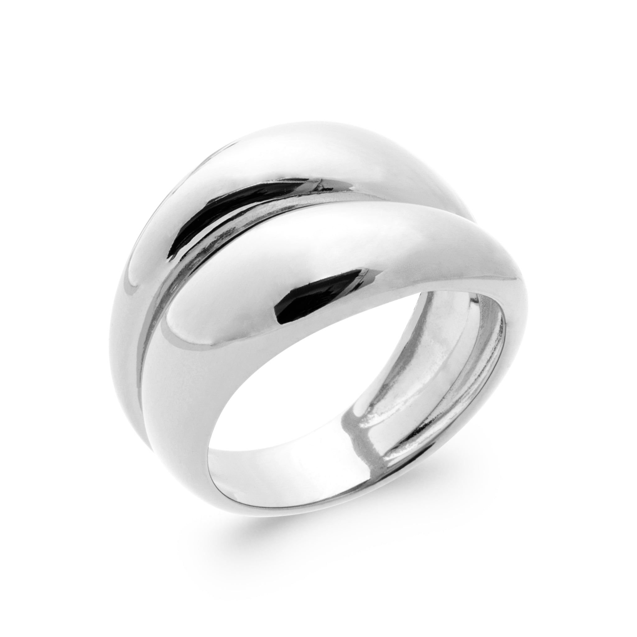 Bague Ines en argent épaisse avec effet double anneaux - Bijou photographié sur fond blanc 
