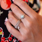 Bague en argent Buffy soleil orné d'une pierre en aventurine - Bijou porté 