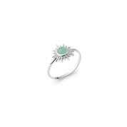 Bague en argent Buffy soleil orné d'une pierre en aventurine - Bijou photographié sur fond blanc 