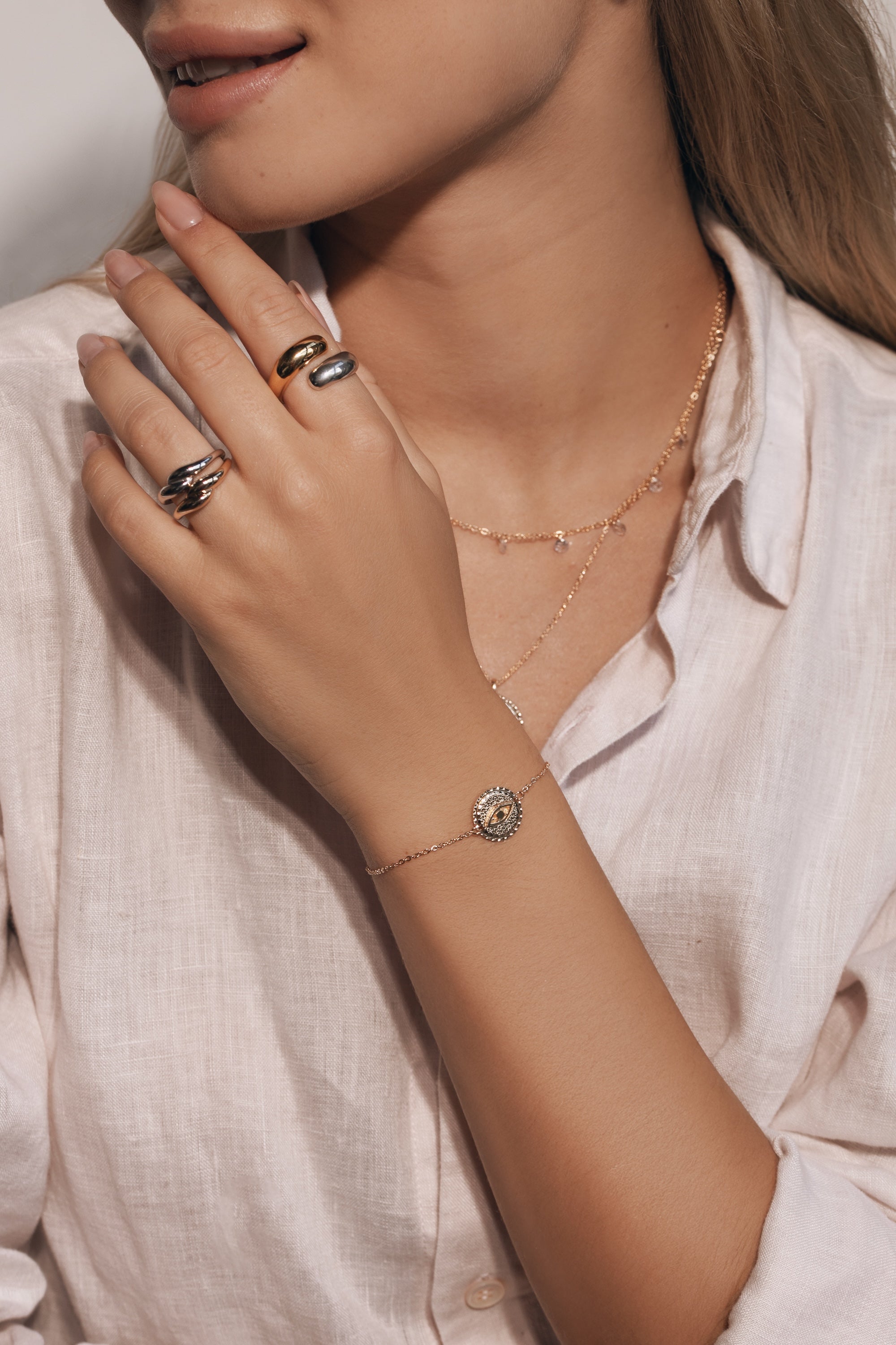 Bague argentée et dorée Mima bicolore - Bijou portée 