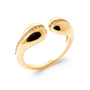 Bague dorée Fosca zircons gouttes serties de zircons - Bijou photographié sur fond blanc 