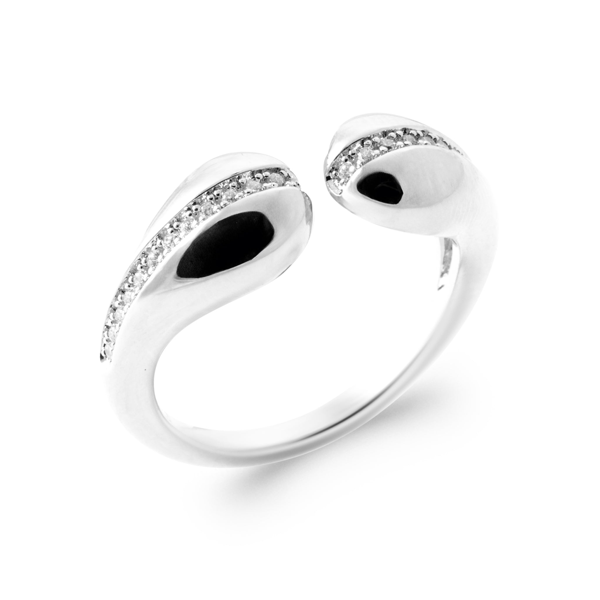 Bague en argent Fosca Zircons gouttes serties de zircons - Bijou photographié sur fond blanc  