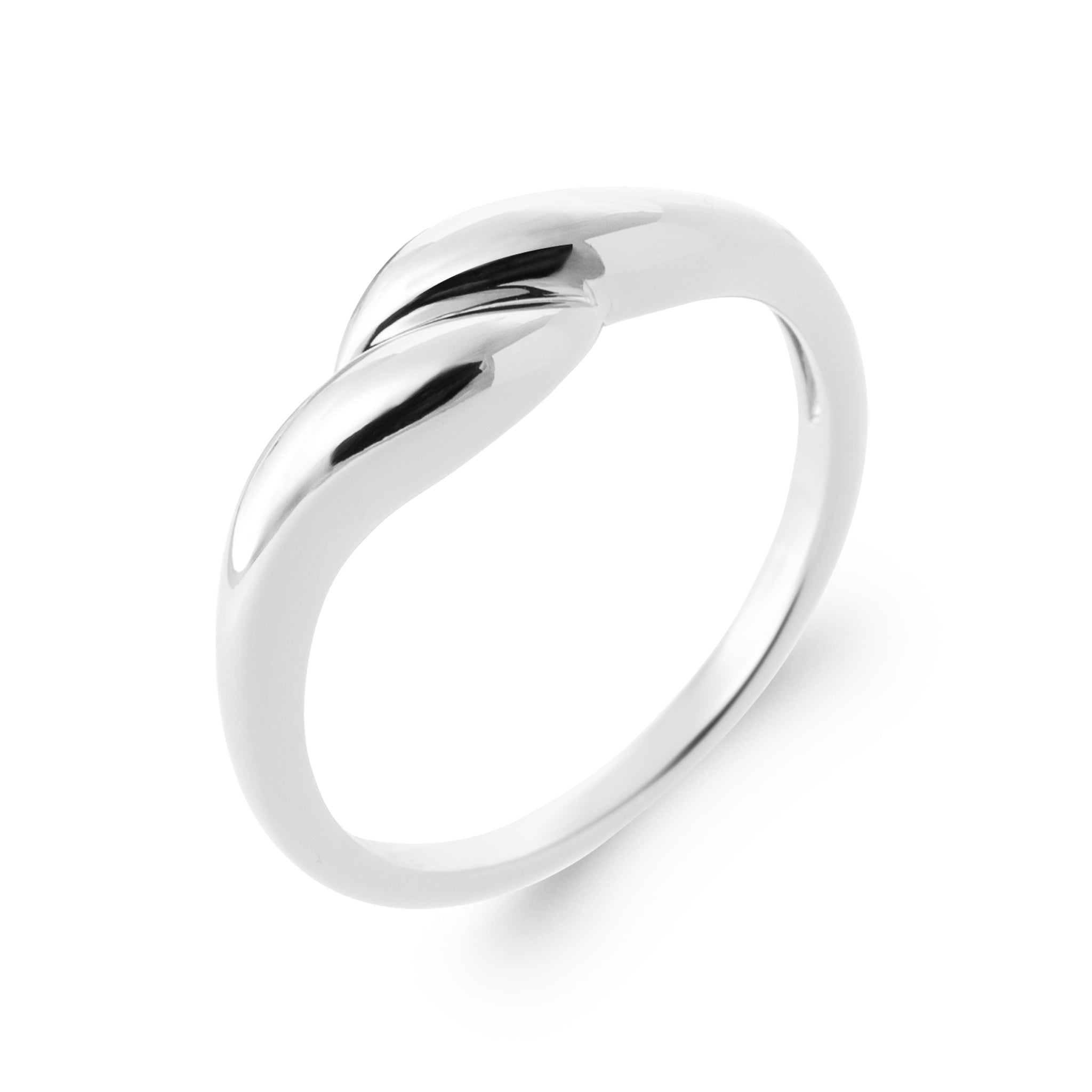 Bague en argent Minya vagues croisées - Bijou photographié sur fond blanc 