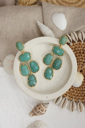 Boucles pendantes dorées Leontine amazonite
