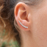 Boucles Gloria argent barrettes zircons - Bijou porté focus