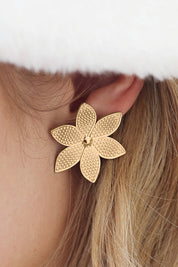 Boucles d'oreilles dorées acier inoxydable fleur - Bijou porté