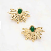 Boucles clous d’oreilles en acier inoxydable et pierre naturelle - Bijou photographié sur fond blanc 