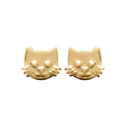Boucles d’oreilles dorées enfant Chat - Bijou photographié sur fond blanc