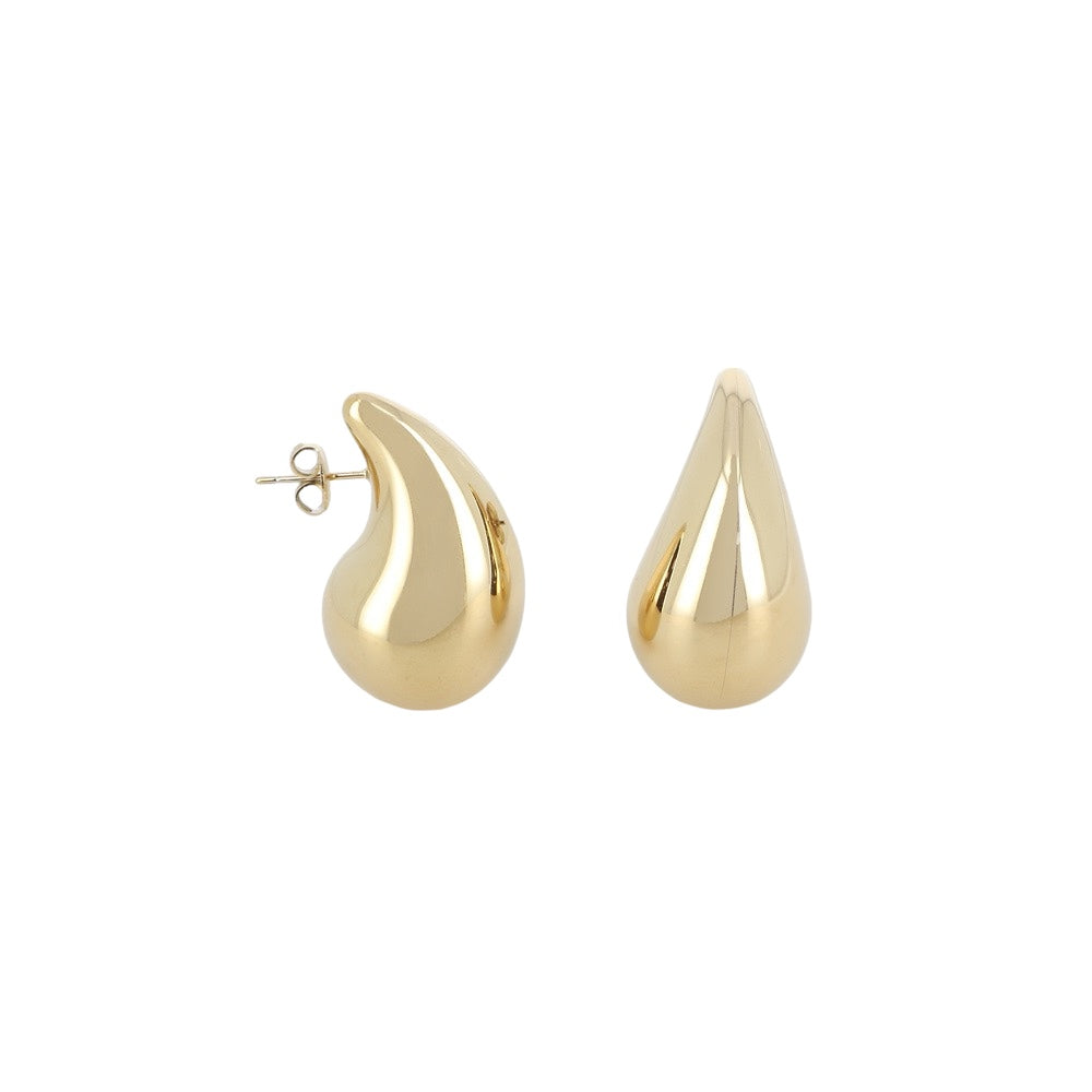 Boucle Yoko en forme de goutte d'eau acier inoxydable - Bijou photographié sur fond blanc 