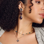 Boucles dorées TAMARA Améthyste - Bijou porté