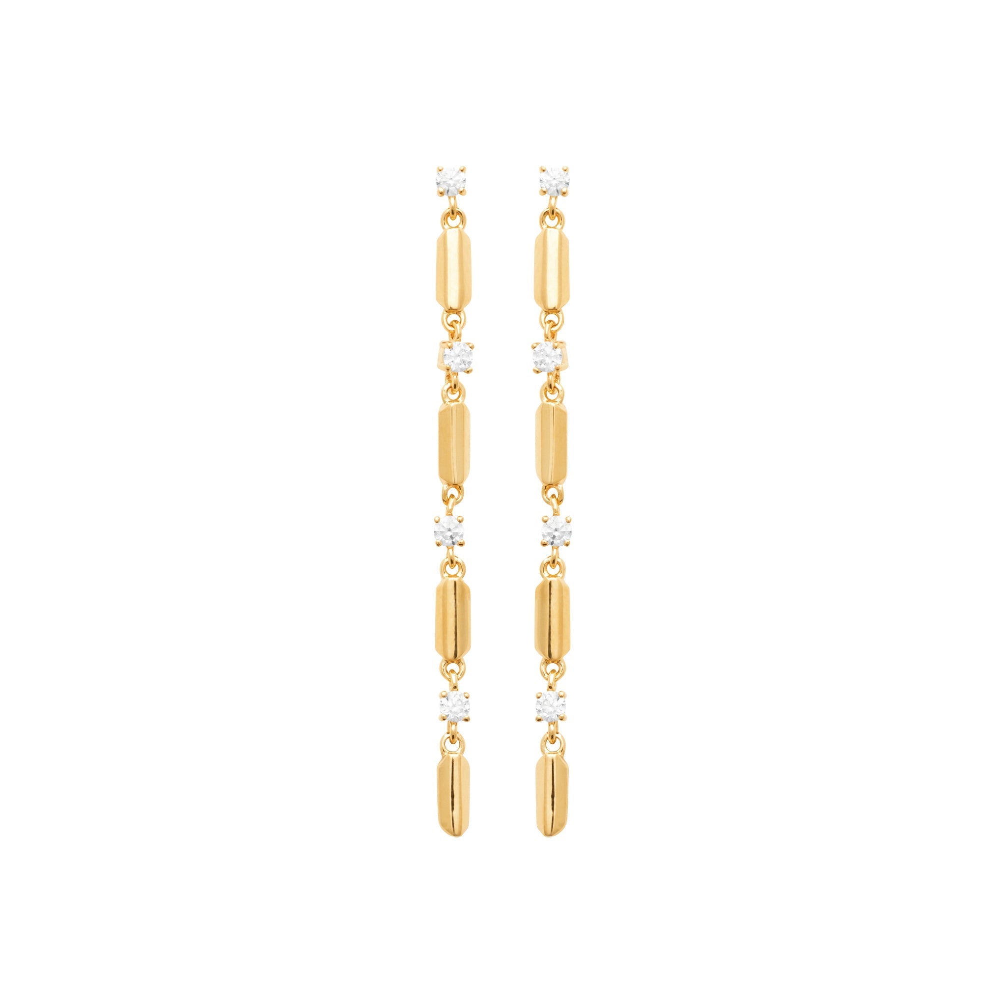 Boucles dorées zircons NATALIA - Bijou photographié sur fond blanc