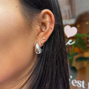 Boucle Yoko en forme de goutte d'eau acier inoxydable - Bijou porté 