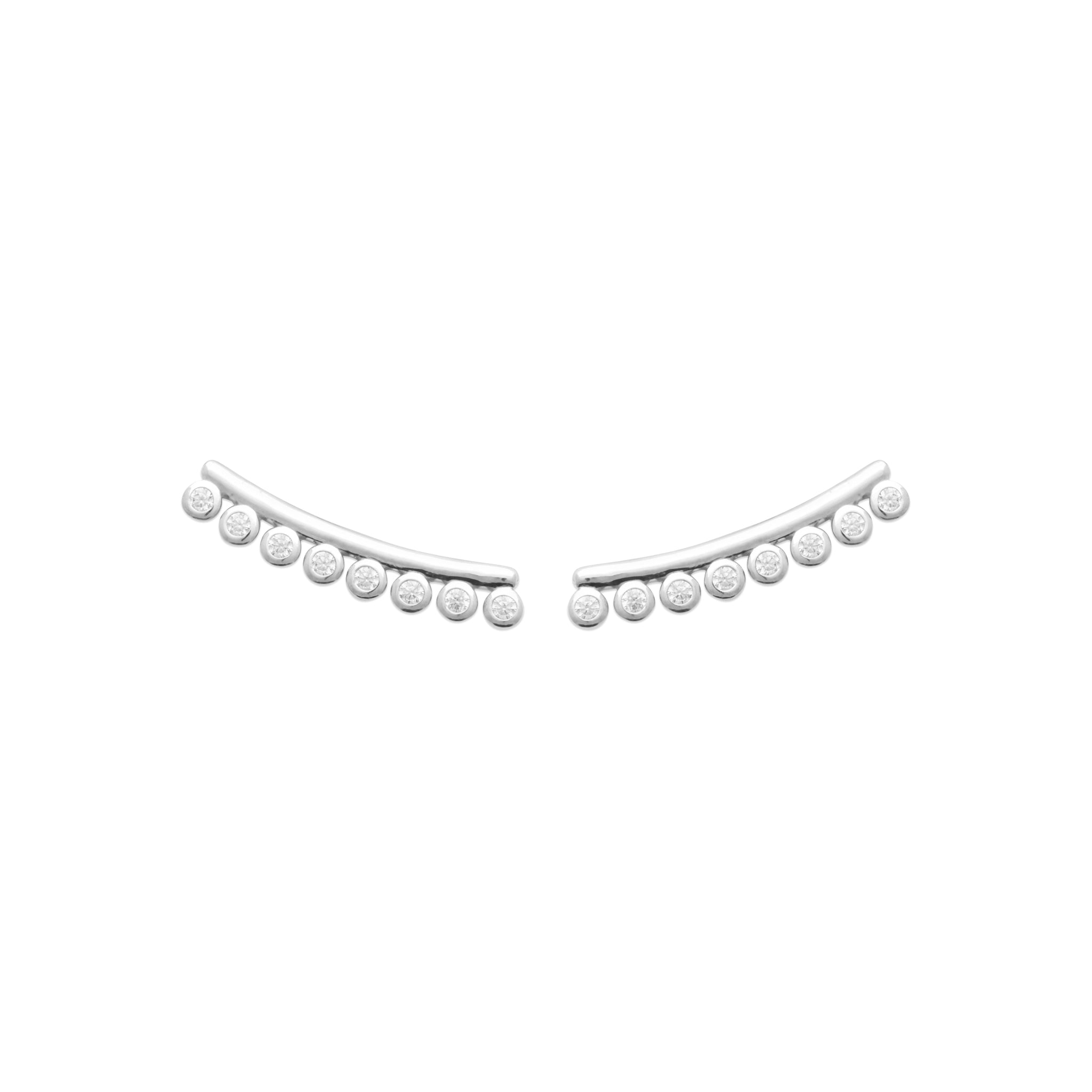 Boucles d'oreilles Amaris barrettes argent zircons - Bijou photographié sur fond blanc 