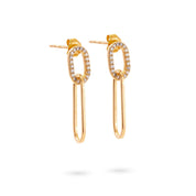 Boucles d’oreilles Nadja Double Anneaux Zircons - Bijou photographié sur fond blanc 