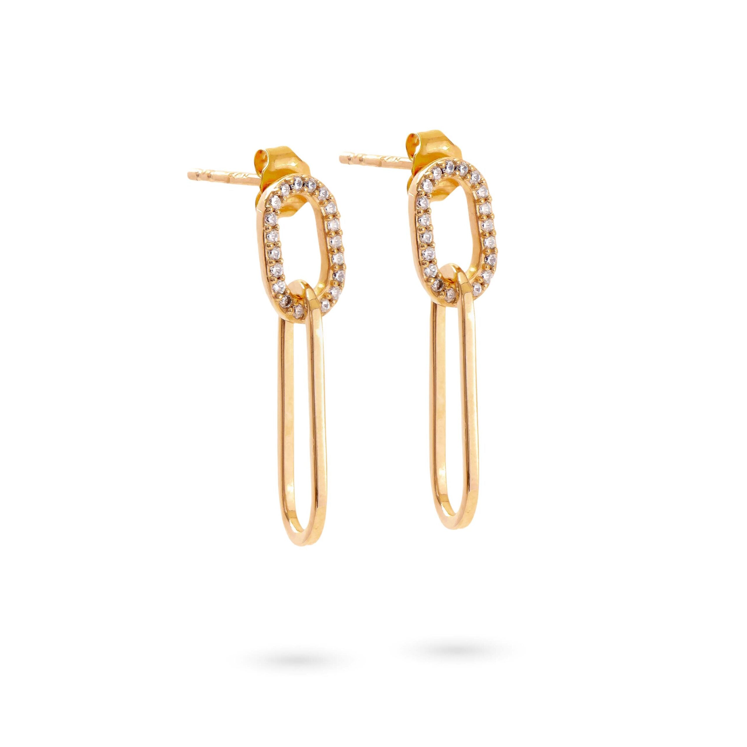 Boucles d’oreilles Nadja Double Anneaux Zircons - Bijou photographié sur fond blanc 