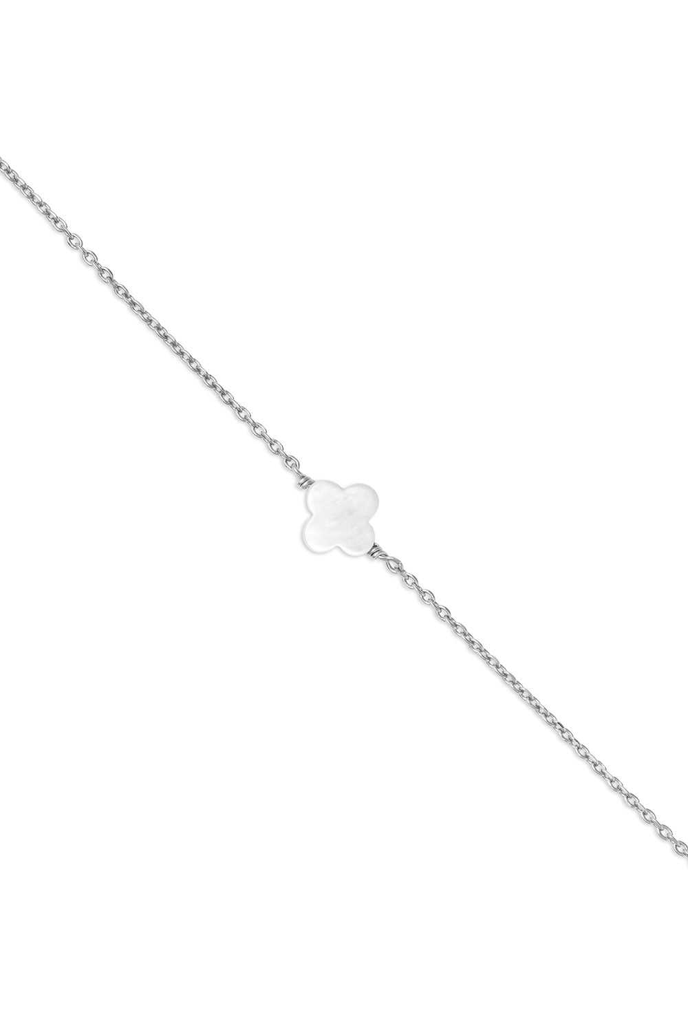 Bracelet en argent Thaly trèfle avec motif trèfle en nacre - Bijou photographié sur fond blanc