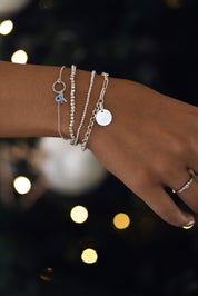 LILOU PROTECT  – Bracelet personnalisable argent avec un œil nacre - Bijou porté