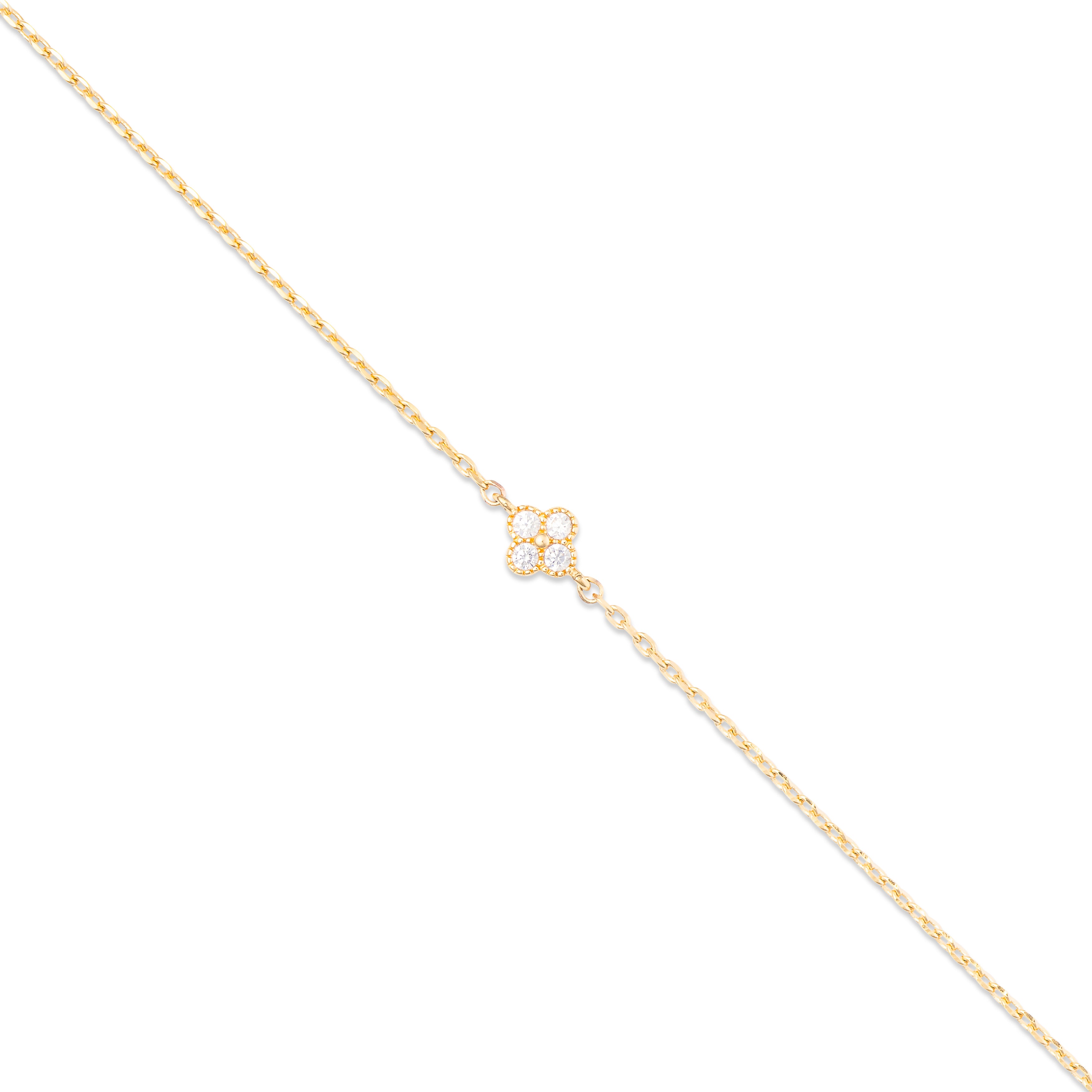 Bracelet doré Alyana avec fleur ornée de zircons - Bijou photographié sur fond blanc