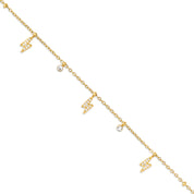 Bracelet doré Davia éclair orné de pendentifs sertis de zircons - Bijou photographié sur fond blanc