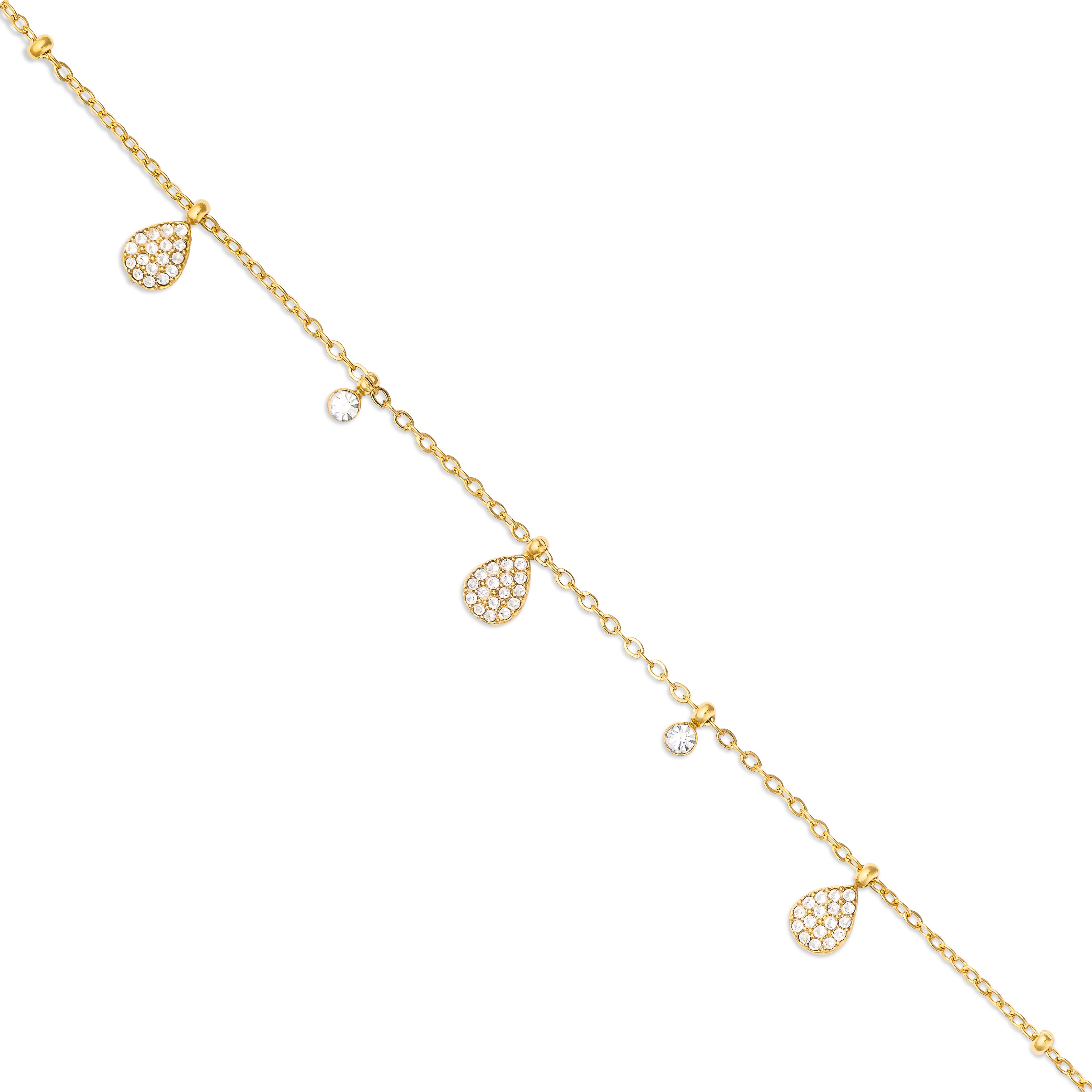 Bracelet doré Davia goutte orné de pendentifs sertis de zircons - Bijou photographié sur fond blanc