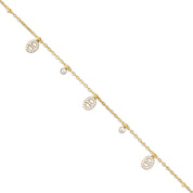 Bracelet doré Davia maille marine orné de pendentifs sertis de zircons - Bijou photographié sur fond blanc