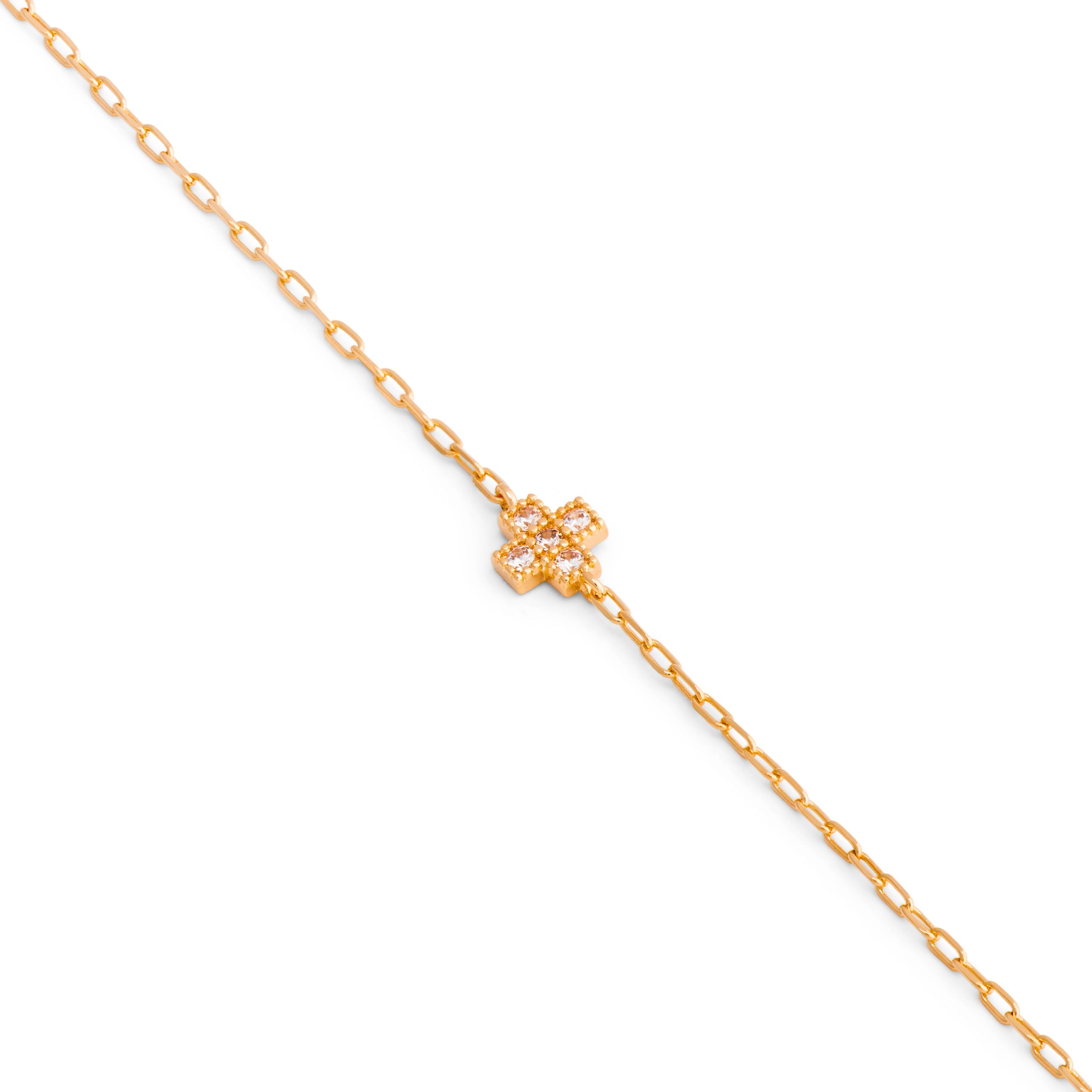 Bracelet Doré Faith croix orné de zircons - Bijou photographié sur fond blanc 
