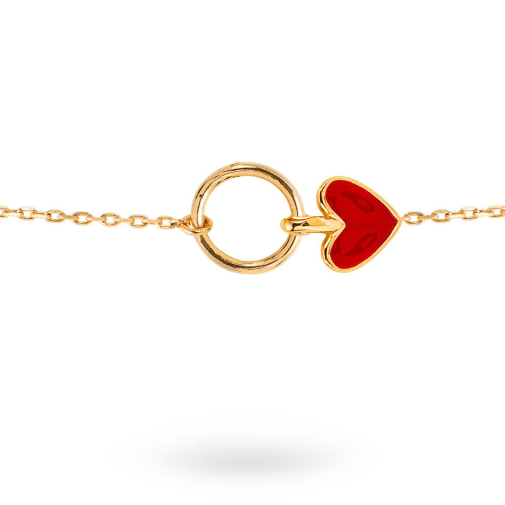 LILOU PASSION – Bracelet personnalisable doré avec coeur rouge